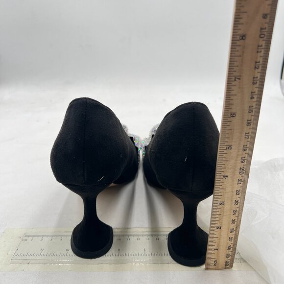 YDN Black Pointed Toe Slip on Pumps Special High Heel Shoe Party Prom Dress Lady - Picture 5 of 8